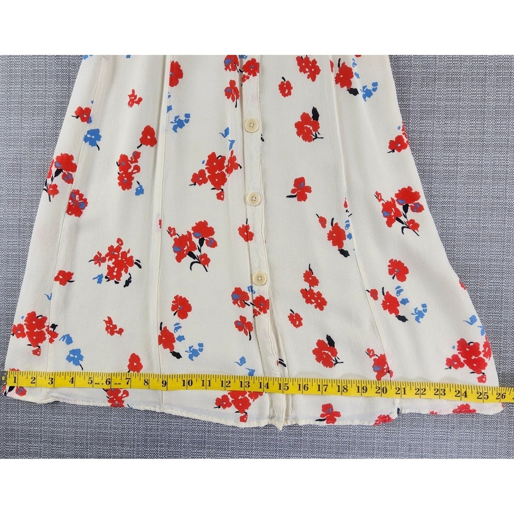 Reformation Sheila Floral Midi Dress 0 Ivory Red Blue Button Front Cottagecore - Picture 11 of 16